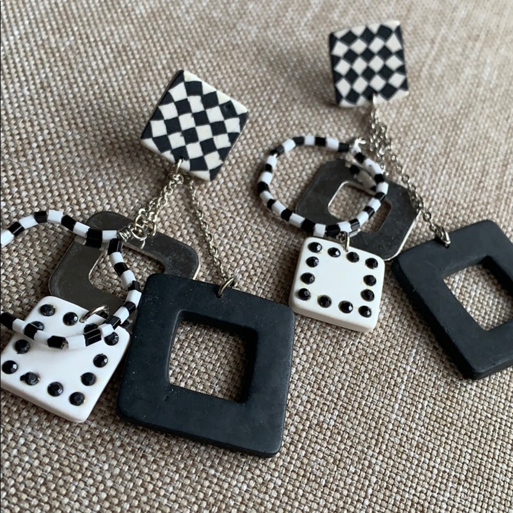Vintage checkered earrings